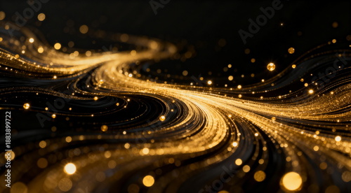 Golden Light Trails Abstract Digital Art Background