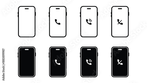 A collection of smartphone icons in various states of use