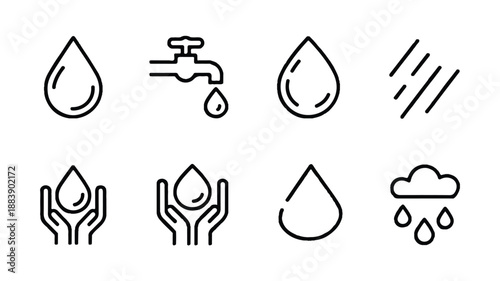 A clean, minimalist outline vector icon set featuring abstract and modern shapes, perfect for digital design projects, branding, and UI elements.