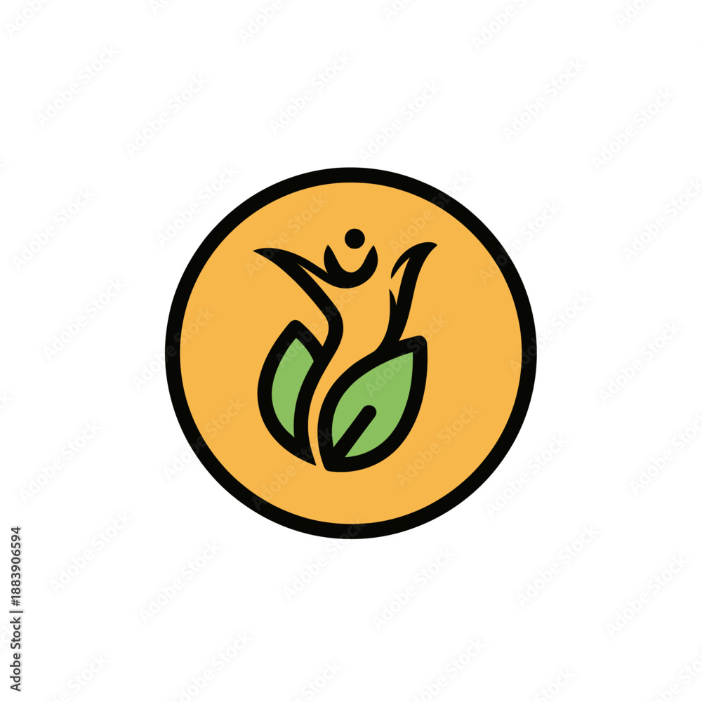 Obraz premium Abstract harmonious emblem representing vitality and natural growth with vibrant colors and dynamic shapes for eco-conscious
