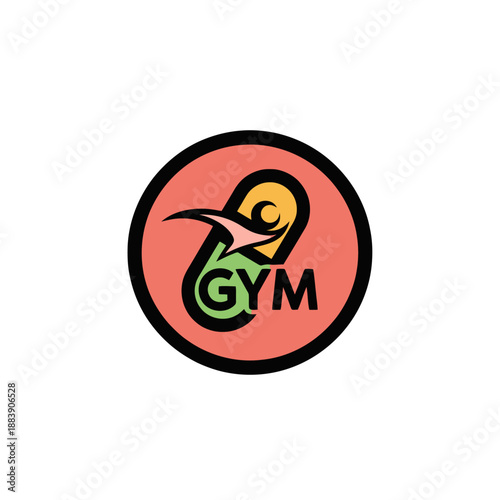 Modern fitness gym logo featuring stylized muscular arm and vibrant color scheme for health and wellness branding