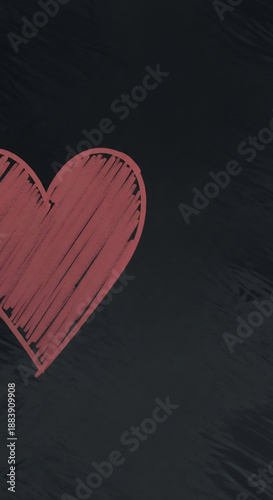 Heart Drawn Vividly on a Darkly Chalkboard