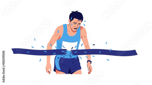 Man crossing finish line in marathon.