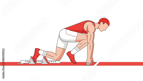 Man in starting position for sprinting.
