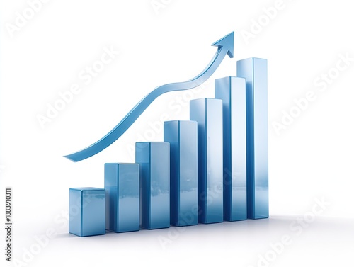 3D-rendered graph showing increasing progress, with blue bars ascending, and a curved arrow upward Free Download 3D-rendered graph showing increasing progress, with blue bars ascending, and a curved arrow upward - GFXLoad
