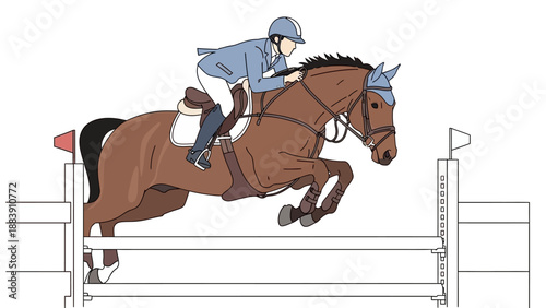 Equestrian sports horse jumping competition event.