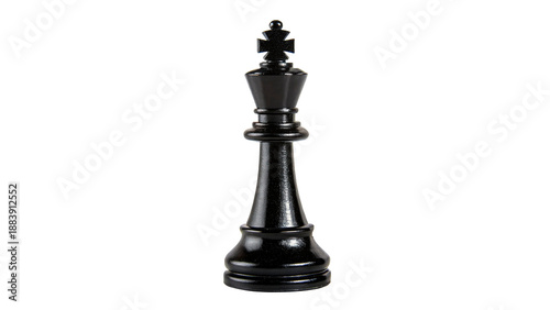 Photos Black chess king piece standing  isolated on transparent background cut out