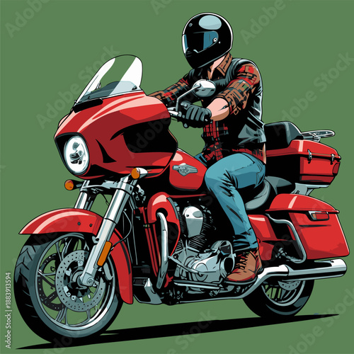 picture of a red American cruiser motorcycle