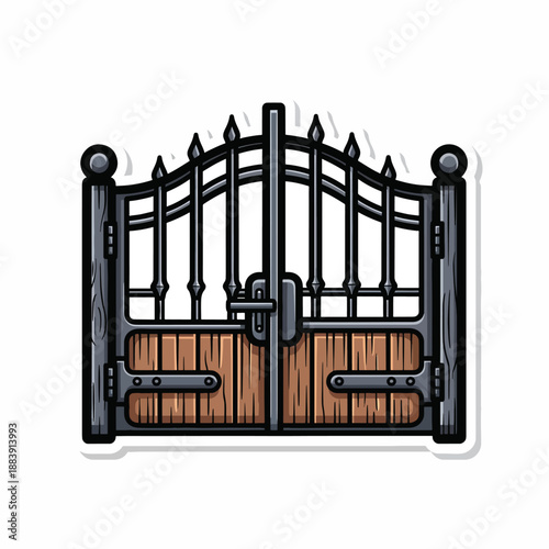 A brown and black wooden and metal gate