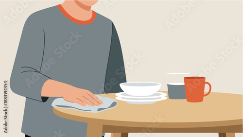 Cleaning the Dining Table After a Meal