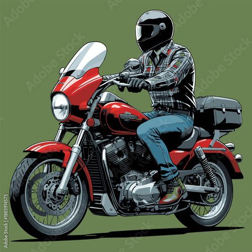 picture of a red American cruiser motorcycle