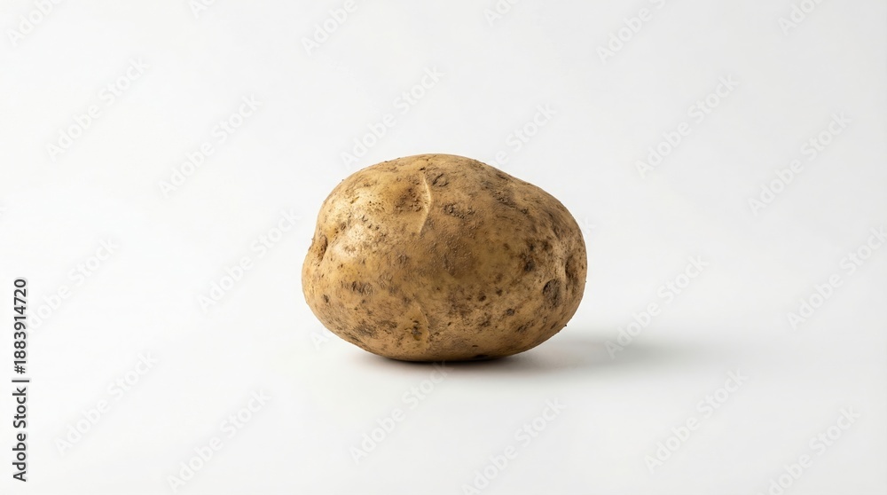 Fototapeta premium Single russet potato on white background