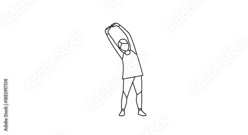 Person stretching body side bend exercise workout routine fitness healthy lifestyle active movement isolated white background motion