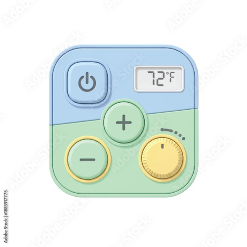 digital thermostat control panel with temperature display for home climate regulation