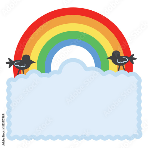 Rainbow with Blank Papper Cartoon Flat Design Il