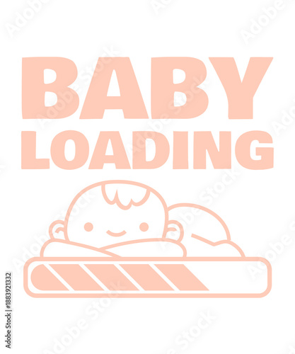 Pregnancy Announcement Loading Bar Illustration | Funny Baby Announcement Design for Expecting Parents, Mom to Be Gifts, Maternity Shirts & Nursery Posters