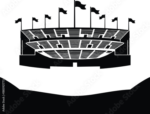 stadium with flags on top sports venue seating area stadium with flags on top sports venue seating area