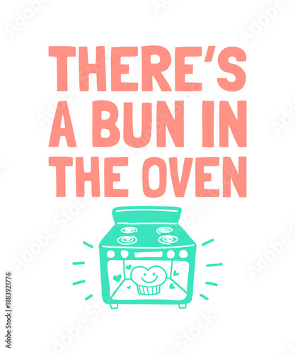 Funny Pregnancy Announcement Illustration | Bun in the Oven Maternity Humor | Mom to Be Baby Shower Gift Artwork