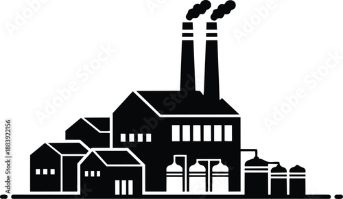 Industrial factory complex with smokestacks and buildings industrial factory complex with smokestacks and buildings