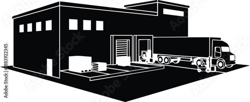 Industrial building with truck loading dock warehouse delivery dock warehouse loading dock