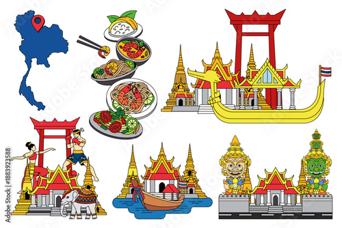 Illustration of items about Thailand