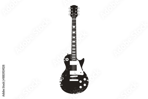 Quadro em tela A striking black and white illustration of an electric guitar les paul style