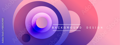 Abstract circles blend purple, pink hues. Gradient background creates dynamic visual effect. Text reads background design. Modern, stylish composition.