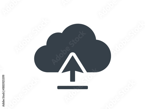 Cloud upload icon representing data transfer and storage in technology