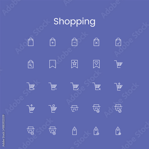 Social Media Icons Set: Outline Graphics on Purple Background for Digital Platforms