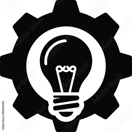 Innovation concept with gear and light bulb icon, symbolizing ideas and creativity in business and technology