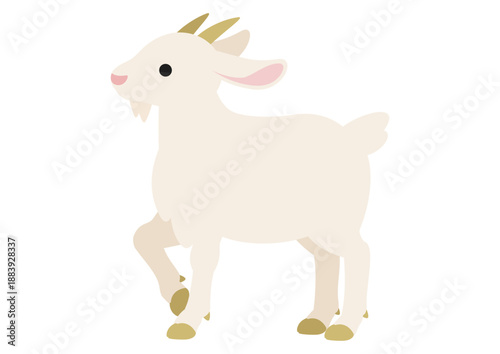 片足を上げて立つヤギの横向きカットイラスト