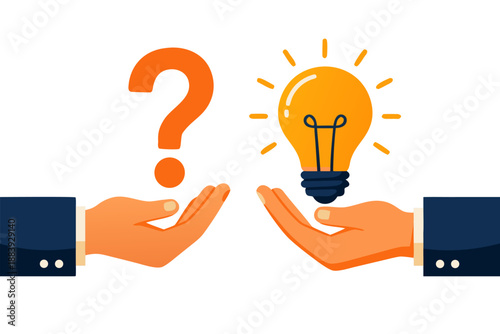 A creative idea is born with a lightbulb and a question mark