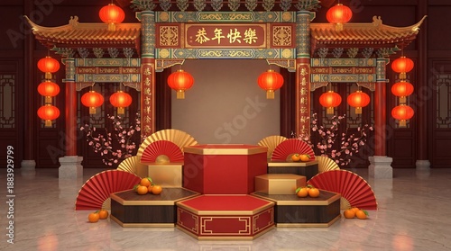 3d Rendering Chinese New Year Platform
