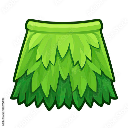 Cartoon illustration of a short skirt, made from overlapping green leaves