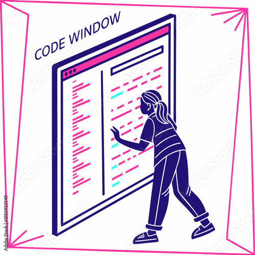 Abstract Software Code Programming Window Interface