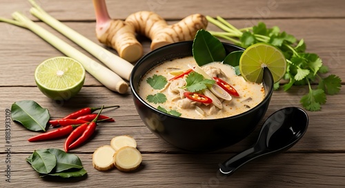 Ginger and Lemongrass Thai Coconut Soup with Herbs