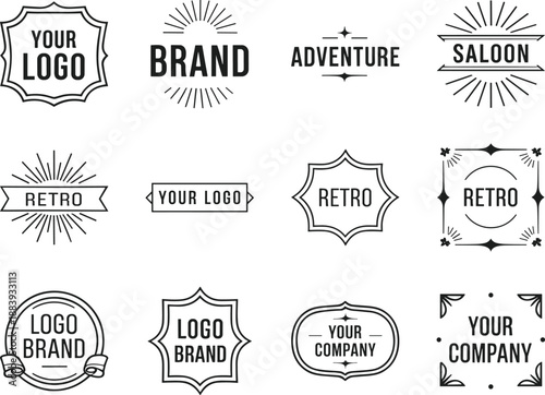 Vintage Retro Logo Badge and Label Collection in Black Line Style