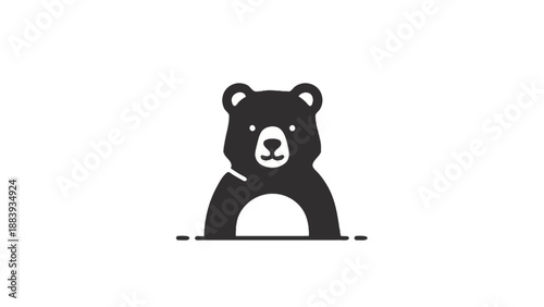 Stylized Black Bear Logo Icon Minimalist Design.