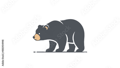 Stylized illustration of a black bear walking.