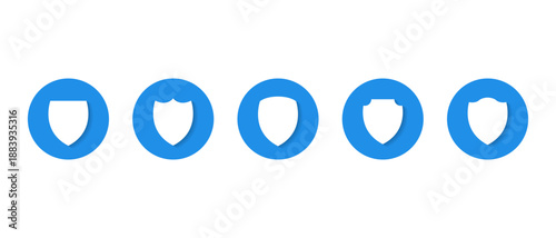 Shield icon set collection with shadow. Security, defense, and protection badge symbol