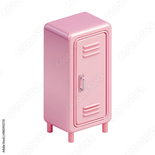 3D-rendered pink locker against a black background, with rounded edges and details