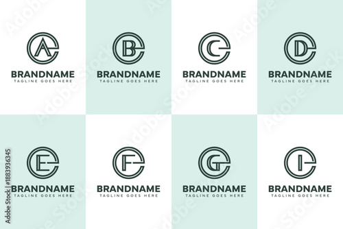 Letters EA EB EC ED EE EF EG EI Logo Monogram Set, for AE BE CE DE E FE GE IE initials