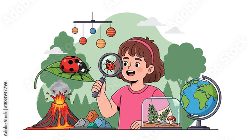 little girl with a ladybug