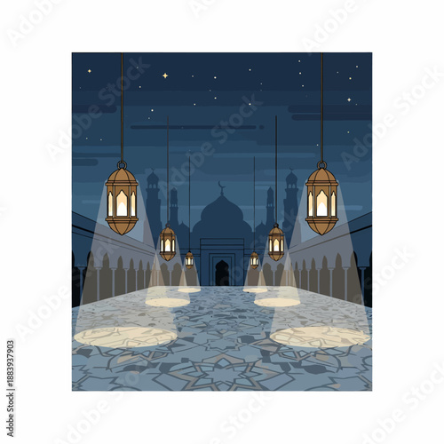 Принти на полотні Islamic Lanterns Hanging in Mosque Courtyard.