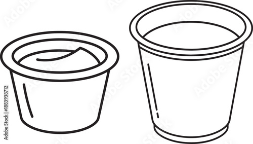 Minimalist Fast Food Sauce Cup Line Art Icon for Condiment Packaging Design