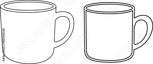 Minimal Vector Line Art of a Simple Cup in Clean Outline Style, Ideal for UI Design and Basic Drinkware Graphics