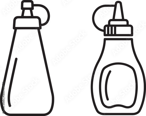 Minimalist Condiment Container Line Icon in Modern UI Design Style, Flat Vector Outline Graphic for Web and Apps