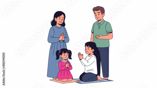 Family praying together.