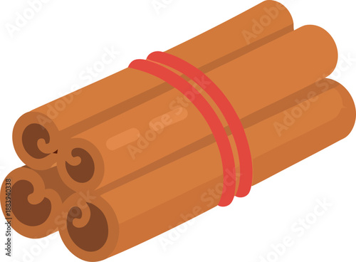 Cinnamon Sticks Bundle Vector Illustration Isolated on White Background for Food and Spice Design