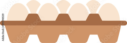 Brown eggs in carton flat vector illustration for food packaging, grocery, and organic farm design